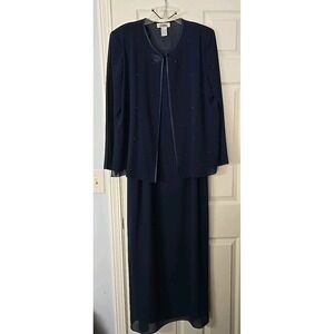 Patra 2 Piece Maxi Fancy Dress Size 16  Navy Sleeveless Dress & Coverup